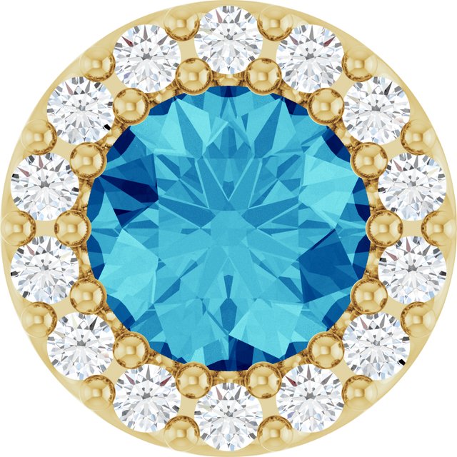 14K Yellow Or White Or Rose Gold Round I1, G-H Polished Natural Gemstone And Natural Diamond Halo-Style Pendant
