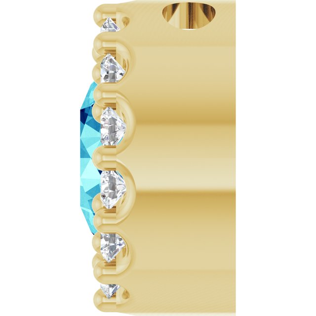 14K Yellow Or White Or Rose Gold Round I1, G-H Polished Natural Gemstone And Natural Diamond Halo-Style Pendant