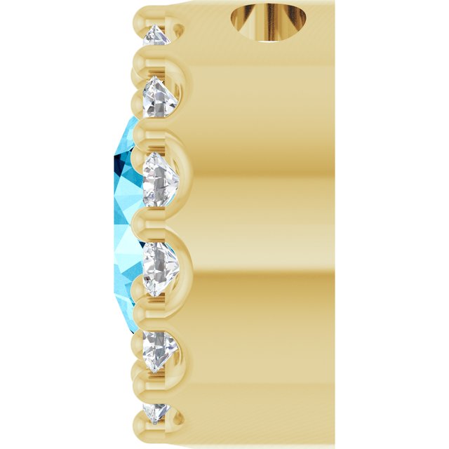 14K Yellow Or White Or Rose Gold Round I1, G-H Polished Natural Gemstone And Natural Diamond Halo-Style Pendant