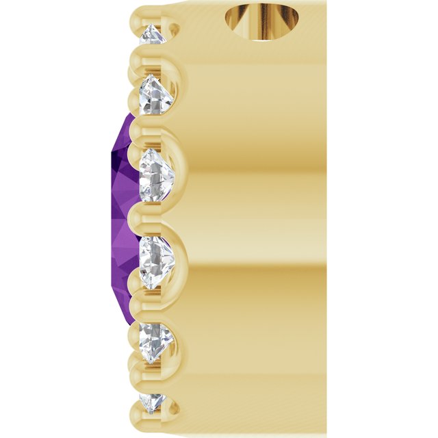 14K Yellow Or White Or Rose Gold Round I1, G-H Polished Natural Gemstone And Natural Diamond Halo-Style Pendant