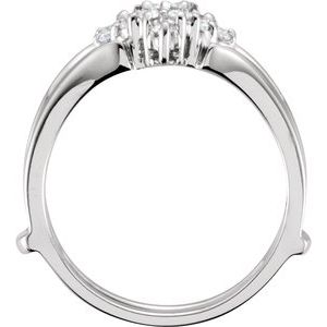14K White Gold Round 1.7 Mm Polished 1/4 Ctw Natural Diamond Ring Guard Size 6