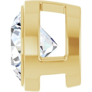 14K Yellow Gold Round 6Mm Gh Si1-Si2 3/4 Ct Lab-Grown Diamond Bezel Pendant Slide
