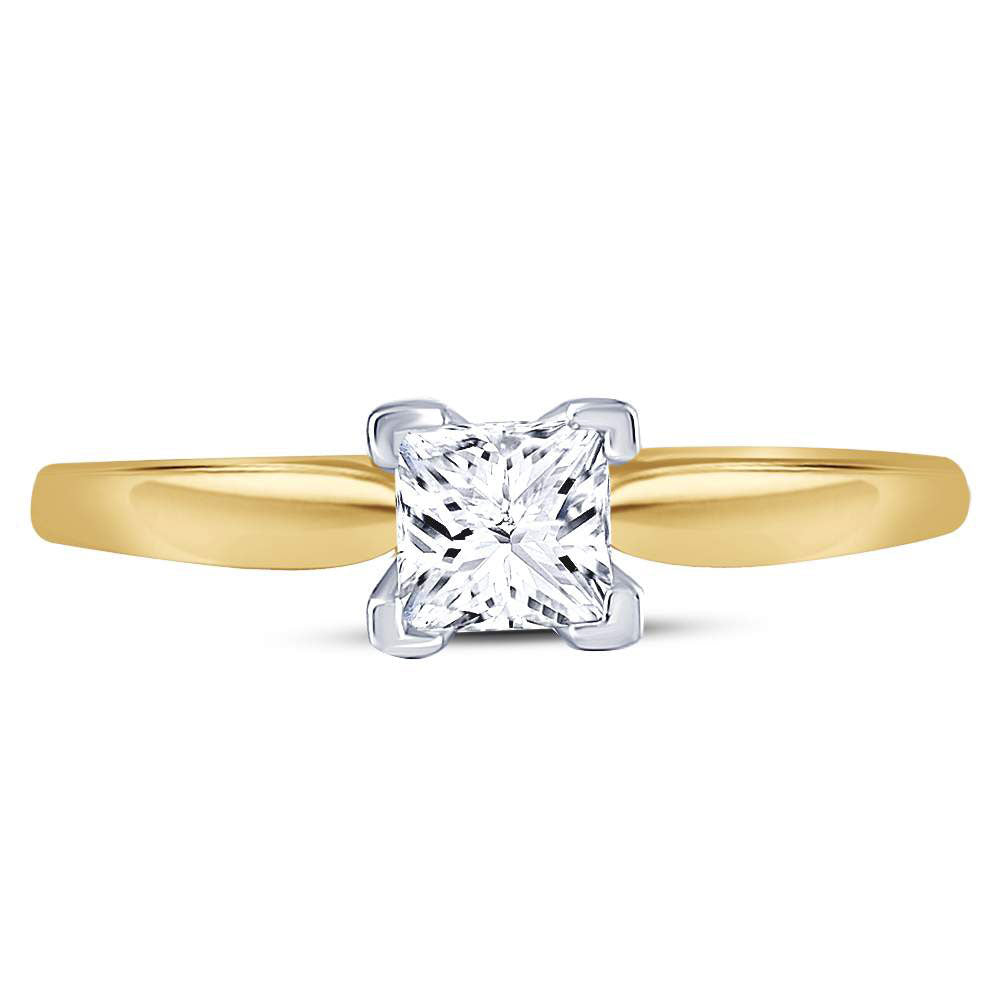 14K Yellow Gold Womens Princess Diamond Solitaire Bridal Wedding Engagement Ring 3/4 Cttw, Womens Size: 5-10