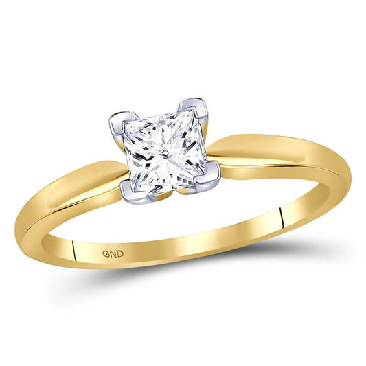 14K Yellow Gold Womens Princess Diamond Solitaire Bridal Wedding Engagement Ring 3/4 Cttw, Womens Size: 5-10