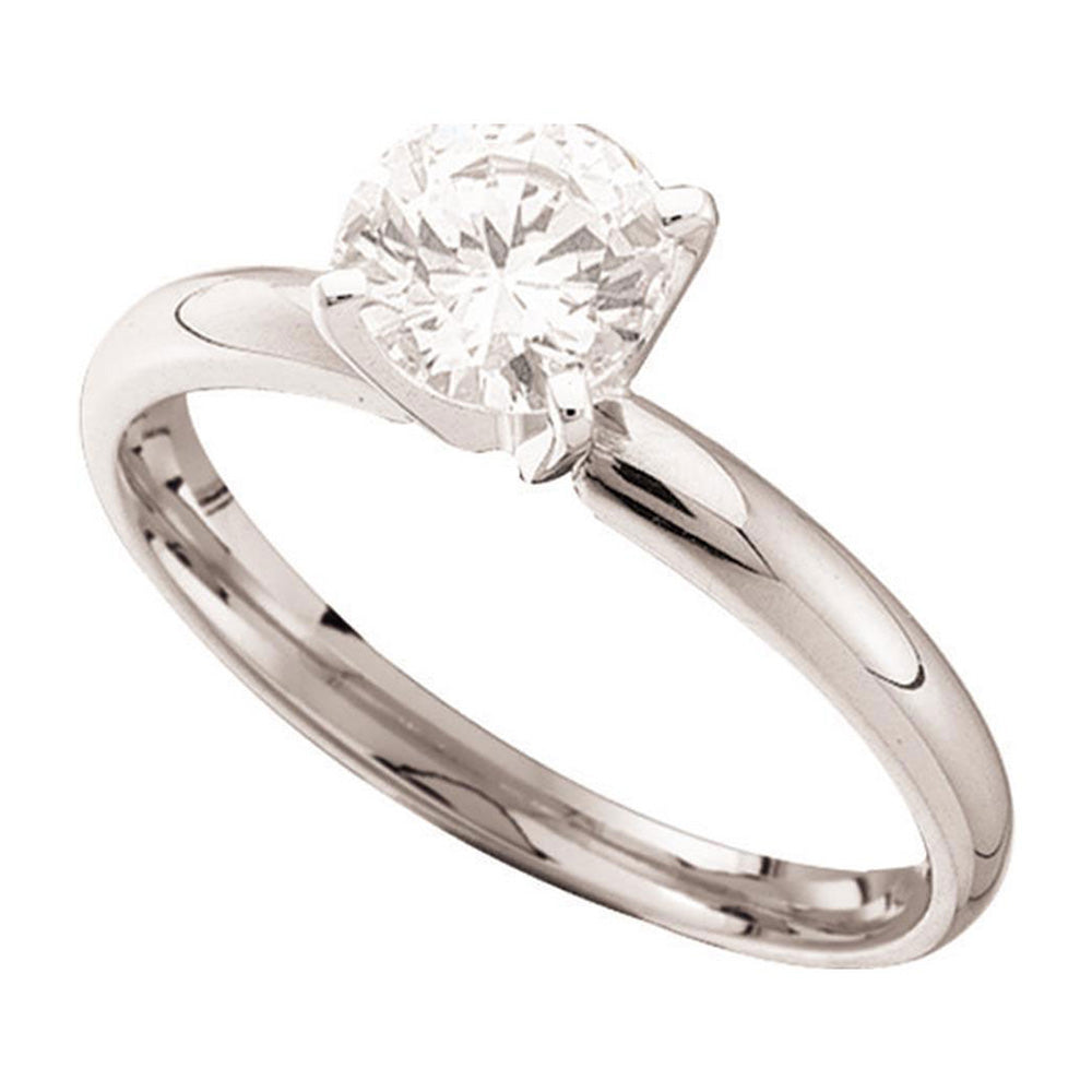 14K White Gold Womens Round Diamond Solitaire Bridal Wedding Engagement Ring 1/2 Cttw, Womens Size: 5-10