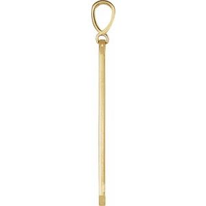 14K Yellow Gold Round 1Mm G-H I1 .0075 Ctw Natural Diamond Engravable Elongated Bar Pendant