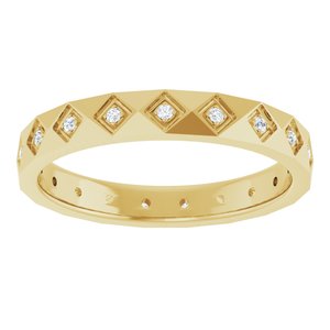 14K Yellow Gold Round 1 Mm G-H Si2-Si3 .08 Ctw Natural Diamond Eternity Band Size 6.5
