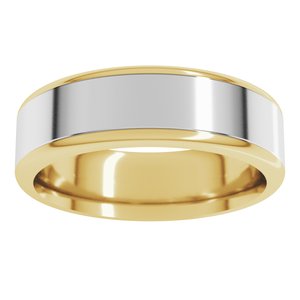 14K Yellow/White Gold 6 Mm Flat Comfort Fit With Round Edge Band Size 10