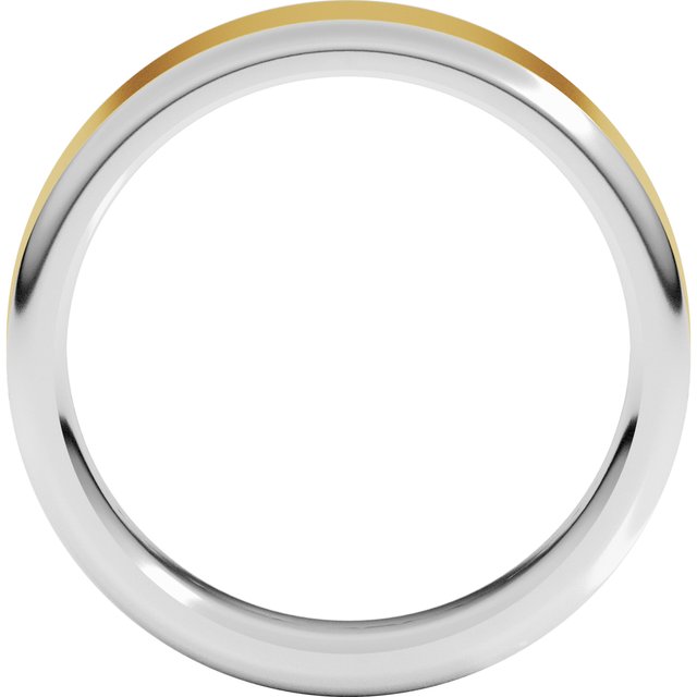 14K Yellow/White Or White/Yellow Gold Standard Comfort Fit With Round Edge Flat Band