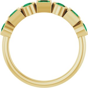 14K Yellow Gold Round 3 Mm Lab Grown Emerald Stackable Bezel Set Ring Size 7