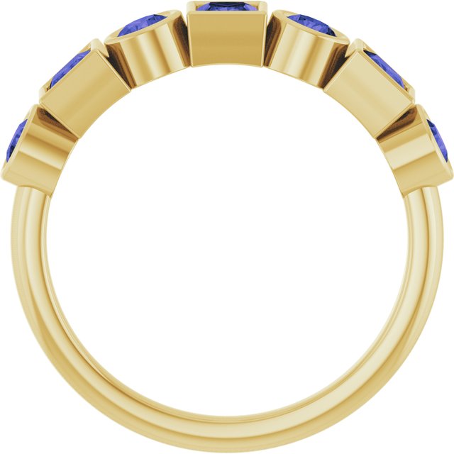 14K Yellow Gold Round 3 Mm Polished Iolite Stackable Bezel Set Ring, Size 7