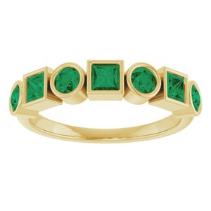 14K Yellow Gold Round 3 Mm Lab Grown Emerald Stackable Bezel Set Ring Size 7