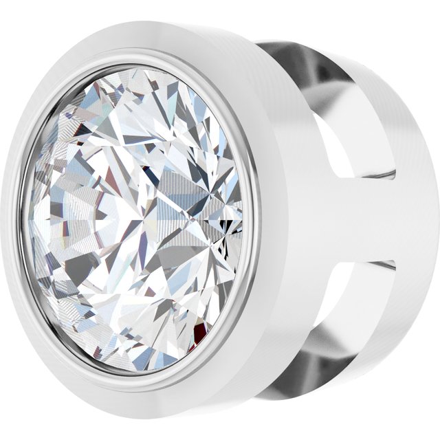 14K White Gold Round 4.1Mm I1, G-H Polished 1/4 Ct Natural Diamond Bezel-Set Pendant Slide