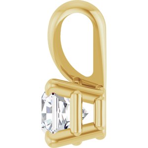 14K Yellow Gold Asscher 4 X 4Mm Ghi I1 1/3 Ct Natural Diamond 4-Prong Pendant