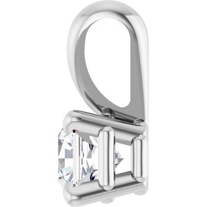 14K White Gold Asscher 4 X 4Mm Ghi I1 1/3 Ct Natural Diamond 4-Prong Pendant