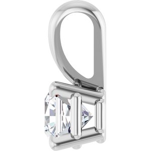 14K White Gold Asscher 4.5 X 4.5Mm Ghi I1 1/2 Ct Natural Diamond 4-Prong Pendant