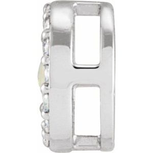 14K White Gold Oval 4 X 3Mm G-H I1 White Opal And .05 Ctw Natural Diamond Halo-Style Pendant Slide