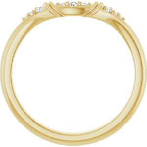 14K Yellow Gold Round Polished .05 Ctw Natural Diamond Contour Band Size 7