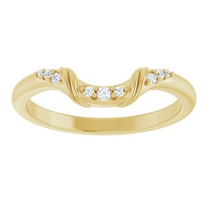 14K Yellow Gold Round Polished .05 Ctw Natural Diamond Contour Band Size 7