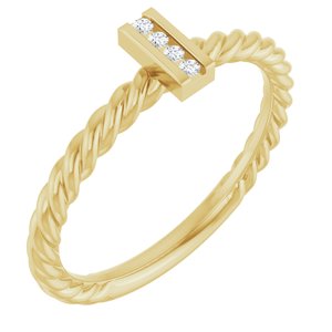 14K Yellow Gold Round  1.2 Mm Polished .03 Ctw Natural Diamond Rope Ring Size 7