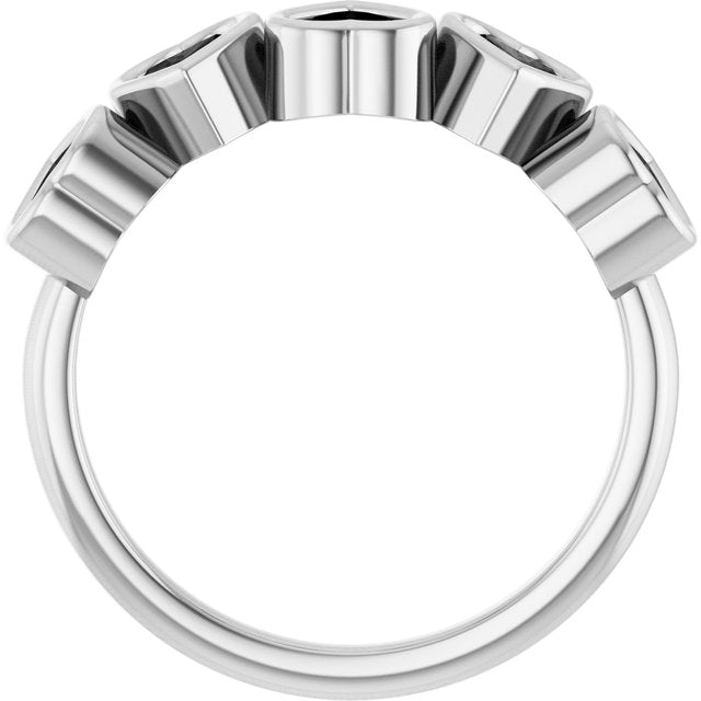 Sterling Silver Heart 4 X 4 Mm Polished Natural Black Onyx Bezel Set Ring, Size 7