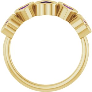 14K Yellow Gold Heart 4 X 4 Mm Polished Natural Amethyst Bezel Set Ring Size 7