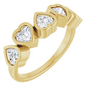 14K Yellow Gold Heart 4 X 4 Mm Polished 1 1/8 Ctw Lab-Grown Diamond Bezel Set Ring Size 7