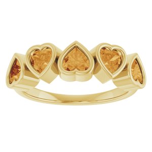 14K Yellow Gold Heart 4 X 4 Mm Polished Natural Citrine Bezel Set Ring Size 7