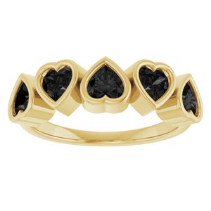 14K Yellow Gold Heart 4 X 4 Mm Polished Natural Black Onyx Bezel Set Ring Size 7