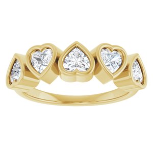 14K Yellow Gold Heart 4 X 4 Mm Polished 1 1/8 Ctw Lab-Grown Diamond Bezel Set Ring Size 7