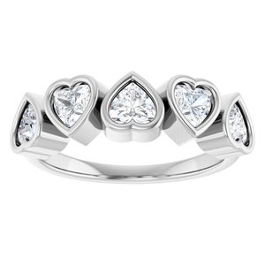14K White Gold Heart 4 X 4 Mm Polished 1 1/8 Ctw Lab-Grown Diamond Bezel Set Ring Size 7