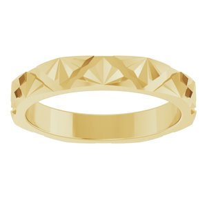 14K Yellow Gold 3.5 Mm Polished Art Deco Patterned Band Size 7