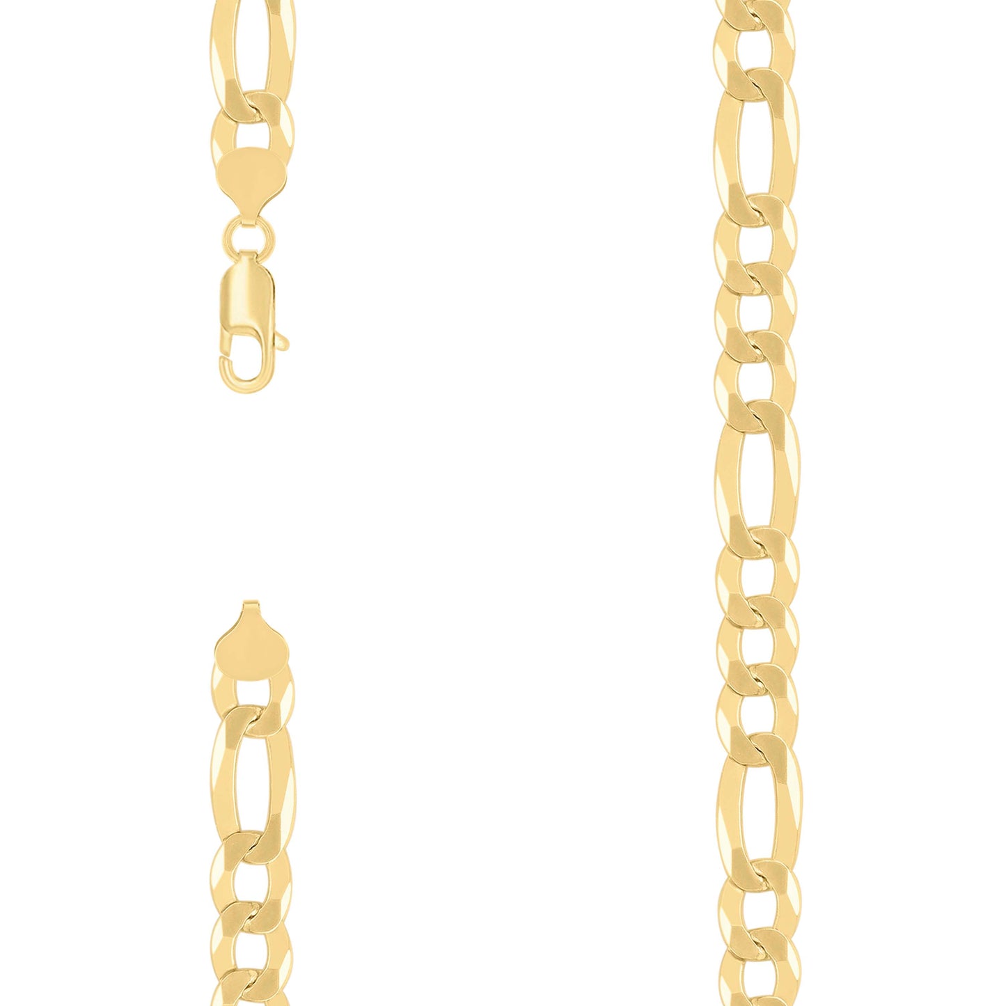 Sterling Silver Yellow-Tone Super Flat Figaro Chain