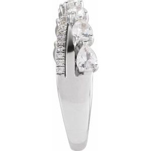 14K White Gold Pear 4 X 3 Mm Polished 1 1/8 Ctw Lab-Grown Diamond Ring Size 7