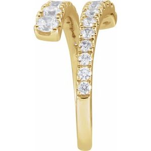 14K Yellow Gold Lab-Grown Diamond Round 3 Mm Lab-Grown Diamond Polished 9/10 Ctw Lab-Grown Diamond Bypass Ring Size 7