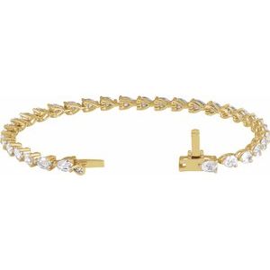14K Yellow Gold Pear 4.7 X 3.3Mm G-H Si 6 1/2 Ctw Lab-Grown Diamond Line Bracelet, Length: 7 In