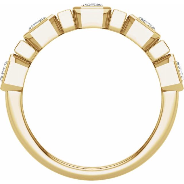 14K Yellow Gold Emerald 4.5 X 3.1 Mm Polished 1 1/2 Ctw Lab-Grown Diamond Anniversary Band, Size 7