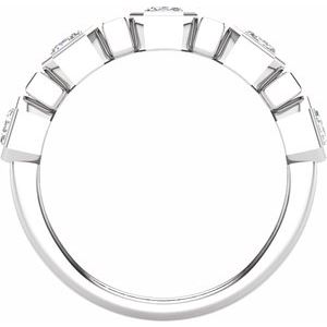 14K White Gold Emerald 4.5 X 3.1 Mm Polished 1 1/2 Ctw Lab-Grown Diamond Anniversary Band Size 7