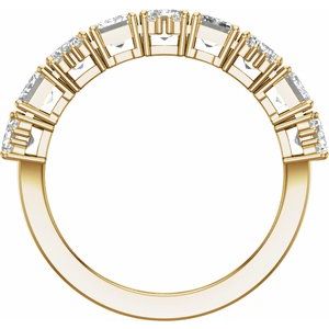 14K Yellow Gold Lab-Grown Diamond Emerald 4.5 X 3.3 Mm Lab-Grown Diamond Polished 3 Ctw Lab-Grown Diamond Anniversary Band Size 7