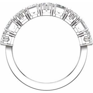 14K White Gold Lab-Grown Diamond Emerald 4.5 X 3.3 Mm Lab-Grown Diamond Polished 3 Ctw Lab-Grown Diamond Anniversary Band Size 7