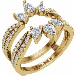 14K Yellow Gold Lab-Grown Diamond Pear 4.3 X 2.8 Mm Lab-Grown Diamond Polished 1 1/8 Ctw Lab-Grown Diamond Ring Guard Size 7
