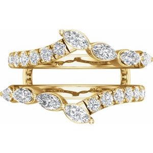 14K Yellow Gold Lab-Grown Diamond Marquise 4.7 X 2.4 Mm Lab-Grown Diamond Polished 1 1/2 Ctw Lab-Grown Diamond Ring Guard Size 7