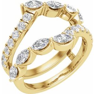 14K Yellow Gold Lab-Grown Diamond Marquise 4.7 X 2.4 Mm Lab-Grown Diamond Polished 1 1/2 Ctw Lab-Grown Diamond Ring Guard Size 7