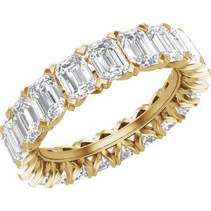 14K Yellow Gold Emerald 4.5 X 3.1 Mm G-H Vs 5 7/8 Ctw Lab-Grown Diamond Eternity Band Size 8.5
