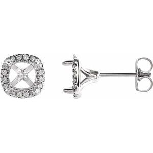 14K White Gold Square 5 X 5 Mm 1/6 Ctw Lab-Grown Diamond Semi-Set French-Set Earrings