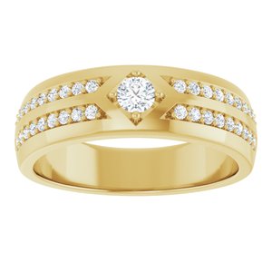 14K Yellow Gold Set 10 Lab-Grown Diamond Round 3.5 Mm 5.9 Mm Vs, F+ Polished 1/2 Ctw Lab-Grown Diamond Band Size 10