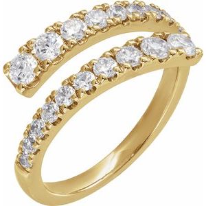 14K Yellow Gold Lab-Grown Diamond Round 3 Mm Lab-Grown Diamond Polished 9/10 Ctw Lab-Grown Diamond Bypass Ring Size 7