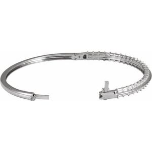 14K White Gold Straight Baguette 3 X 1.5Mm G-H Si 2 1/6 Ctw Lab-Grown Diamond Bangle Bracelet, Length: 7 In