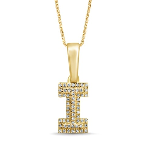 10K Two Tone Gold Diamond Micropave Initial Charm