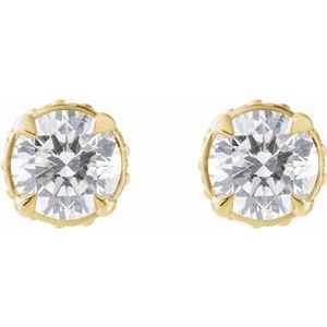 14K Yellow Gold Round 4.5 Mm 3/4 Ctw Natural Diamond Hidden Halo Earrings